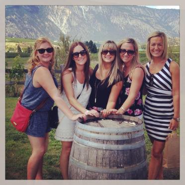 My girlfriends and I wine tasting at my Bachelorette party